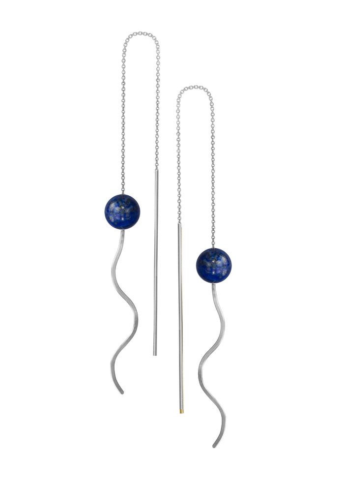 Fine Chain Earrings with Lapis Lazuli