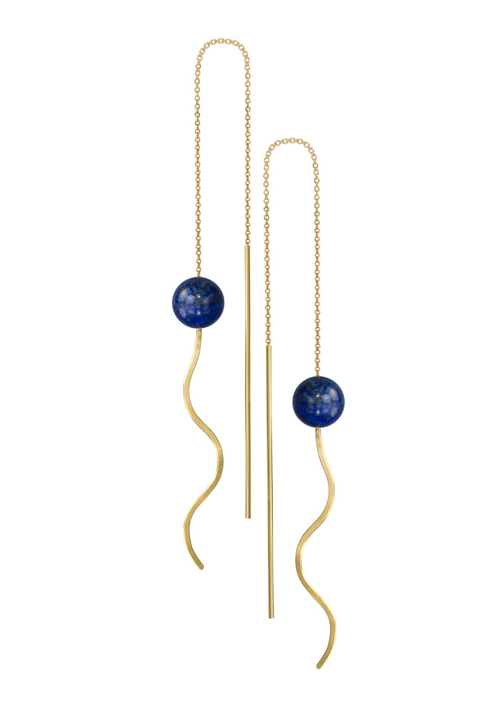Fine Chain Earrings with Lapis Lazuli